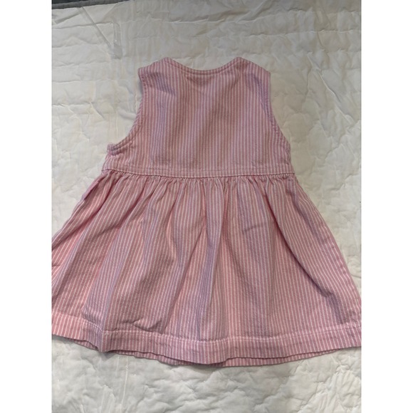 Vintage Baby Osh Kosh Pink White Stripe Button Front Dress Size 18 Months Cotton - Picture 3 of 4